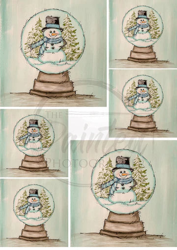 Snowman Globe Ornament Size - Connie's Rice Paper