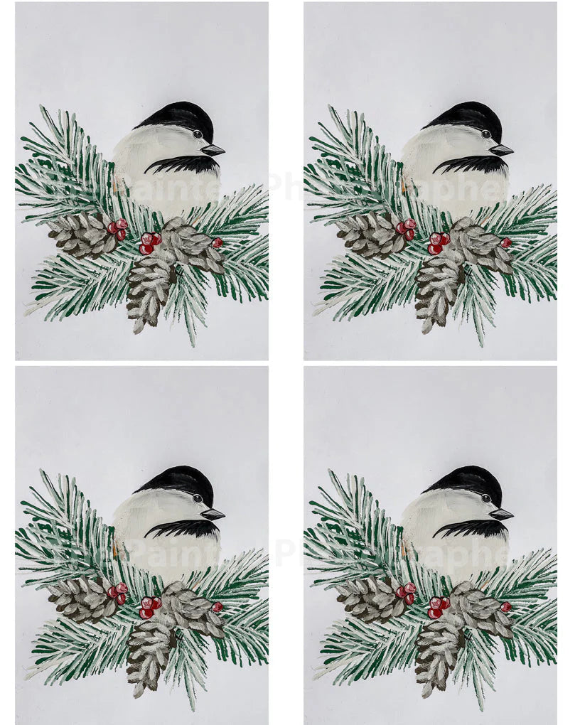Winter Chickadee 3.5 x 5 - Connie's Rice Paper